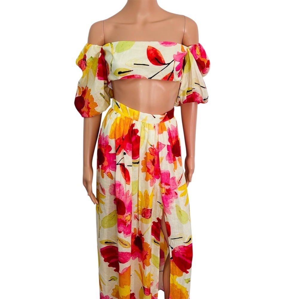 RUMER Coco & Lola Exclusive Floral Print Camille Crop Top & Sunshine Skirt - Picture 2 of 13